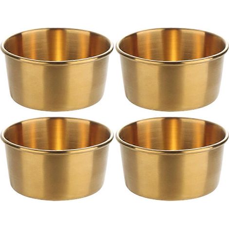 4-teiliges Set Metall-Dipschalen, Metall-Dipbecher, wiederverwendbare Saucenschalen, Saucen-Dipschalen-5.80X4.50X3.30CM-Golden (1/4)