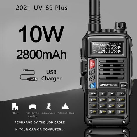 NOUVEAU UV-S9 Plus Puissant Talkie-walkie Radio Émetteur-Récepteur 10W 50 KM Longue Portée Portable Pour black Euro (1/5)