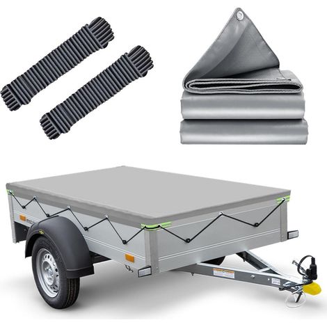 Bâche plate pour remorque 211x116cm, imperméable, avec corde, pour remorques 500-800kg (1/5)