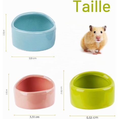 Bols pour Hamster en Céramique, Bols en Céramique, Mangeoire en Terre Cuite pour Cochon d'Inde, pour Petits Animaux Gamelle pour Eau Hamsters (1/4)