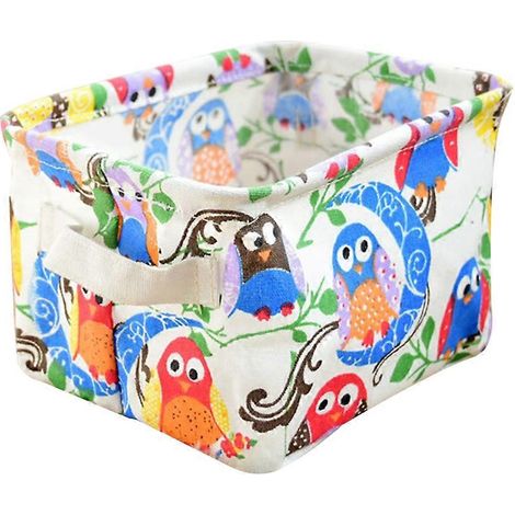 Seau de rangement pour vêtements avec motif hibou, compatible avec le linge en coton et lin. (1/5)