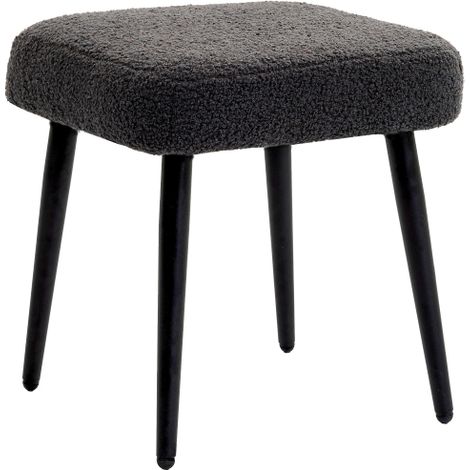 Chaise de salon carrée à effet cashmere, gris foncé, pieds en acier, idéale pour le salon et la chambre à coucher (1/5)
