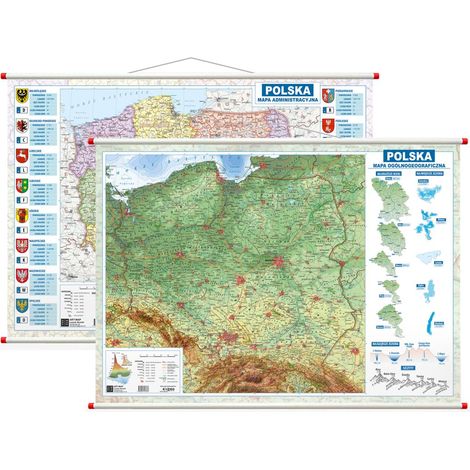 Polen. Physische und administrative Karte. Doppelseitige Wandkarte. Ausgabe 2025. (1/5)