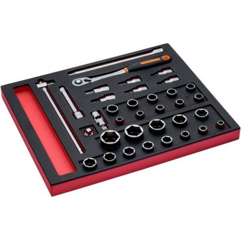 BAHCO - Jeu de cliquets à tête ronde et douilles 1/2", module mousse 2/3 Fit&Go - 35 pcs