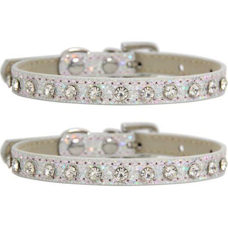 Collier Pour Chien - Collier Pour Chat - Cuir Souple Suédé Avec Strass - Réglable - Pour Chiens Et Chats De Taille Moyenne - 1 Pièce (1/5)