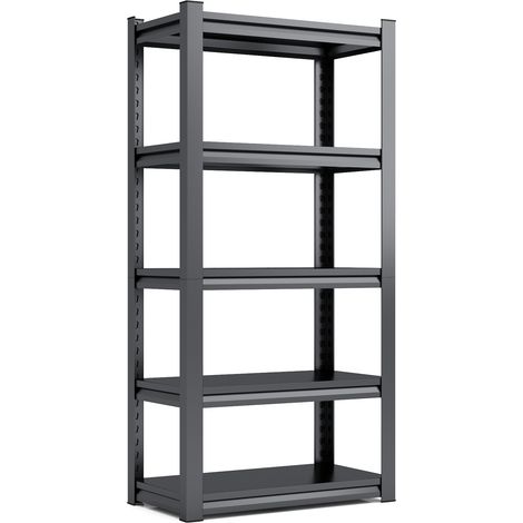 Scaffale metallico a 5 ripiani 650 kg, acciaio, regolabile, 160 x 80 x 40 cm, nero (1/5)