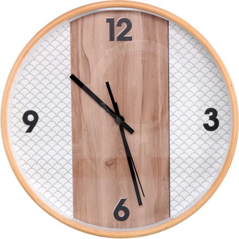 Orologio legno naturale e bianco tondo cm ø32h4 (1/2)