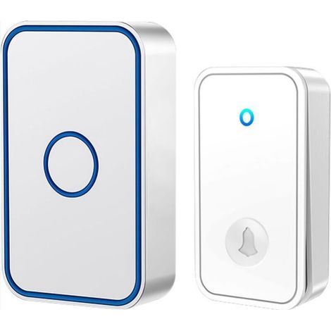 Campanello senza fili con spina - Senza fili e senza batterie, 60 melodie, 5 livelli di volume e flash LED, kit campanello con portata di 150 metri, flash LED (1/4)