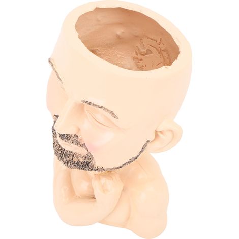 Tête de jardin en résine, pot de fleurs visage, résistant aux intempéries, trou de drainage, pour maison jardin bureau, couleur claire (1/5)