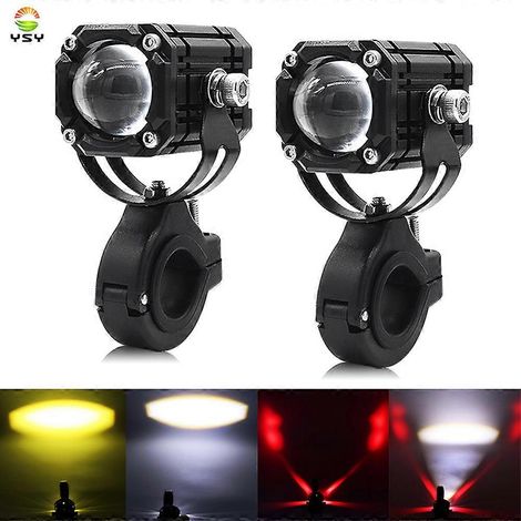 Lot de 2 phares longue portée LED 30 W pour moto tout-terrain, moto cross, antibrouillards et feux de travail avec design œil de diable (1/4)