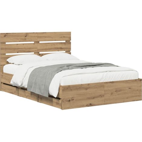 Bed Frame with Storage and Headboard Artisan Oak 160 x 200 cm vidaXL (1/5)