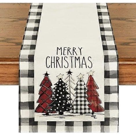 Chemin de table de Noël à carreaux Buffalo - Nappe de table hivernale pour les fêtes de fin d'année - Décoration de table de cuisine (1/3)