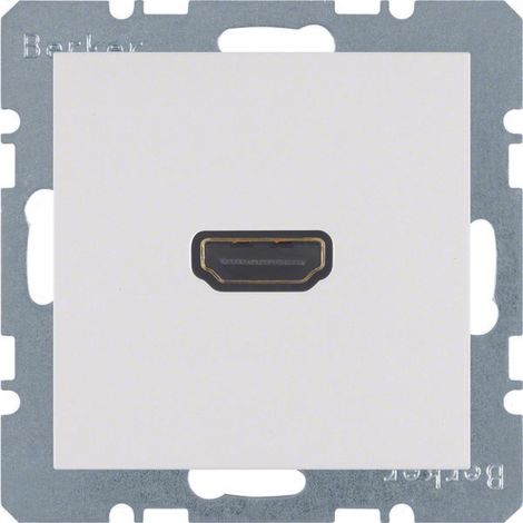 Prise HDMI avec connecteur 90°, blanc neige, brillant S.1/B.3/B.7 Glas