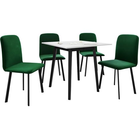 Salle à manger complète Edmond 116, Blanc + Noir, 77x85x85cm, Diamètre: 0, Nombre de chaises: 4, Style: Contemporary (1/5)
