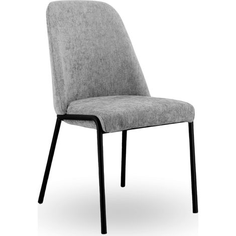 Pack 2 sillas comedor DANGO con respaldo y asiento de tela de tapicería jaspeada antimanchas y patas metálicas en color negro Color: Gris (1/5)