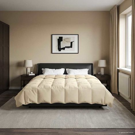 Ganzjahresbettdecke Gepolstert Creme 220 x 260 cm Mikrofaser