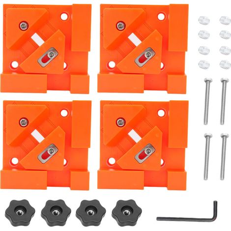 Square clamps for wood boxes, adjustable 90-degree right angle, stainless steel angle clamping tool, orange, 4 pieces (1/5)