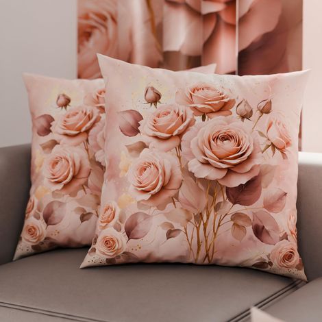 Lot de 2 Taies d'Oreillers 60x60 cm 100% Microfibre Hypoallergénique, Housse Oreiller Rectangulaire Motif Floral Rose, Paquet de 2 (1/3)