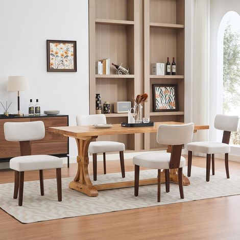 Lot de 4 chaises de salle à manger rembourrées beiges (1/5)