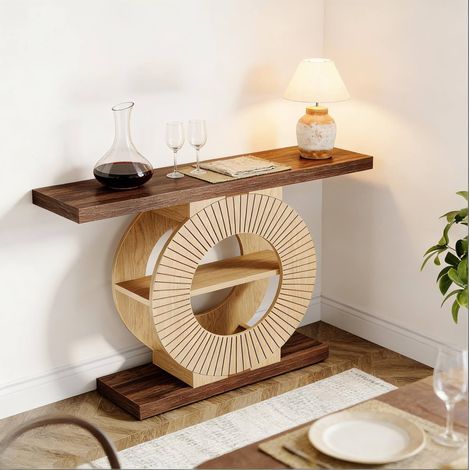 Console en bois 100 x 30 x 80 cm, style maison de campagne, marron HAVRYA (1/5)