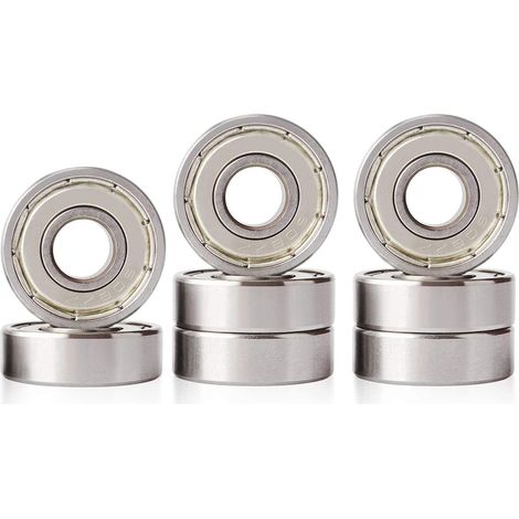 608 ZZ Kugellager für Skates, Longboards und Rollen, ABEC-kompatibel, verwendet in Skates, Skateboards und Scootern, 8 Stück (8 mm x 22 mm x 7 mm) (1/5)