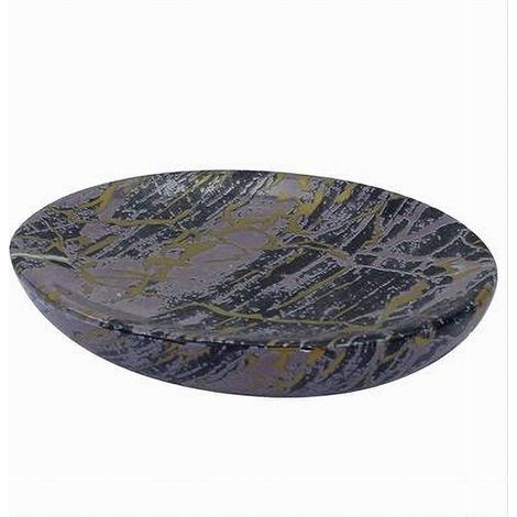 Piatto Piattino Porta Sapone Arredo Da Bagno Effetto Marmorizzato Nero Oro 59893 (1/2)