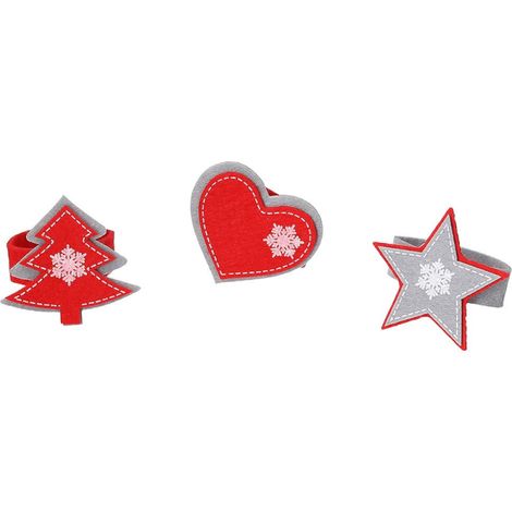 Set 6 portatovaglioli 7 cm Feltro rosso