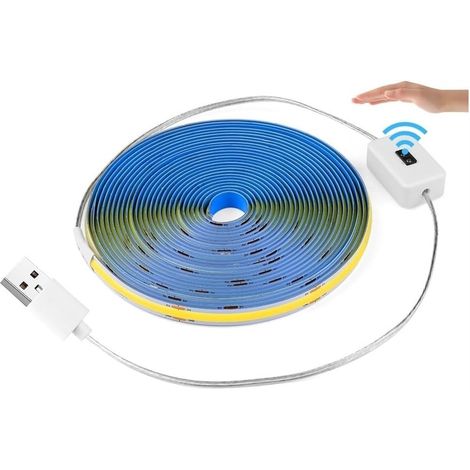 JSSEVN - Meter lange COB-LED-Lichterkette, USB DC 5V DC zur Dekoration mit Berührungssensor und Scan-Schalter (weiß, manueller Scan-Schalter) (1/5)