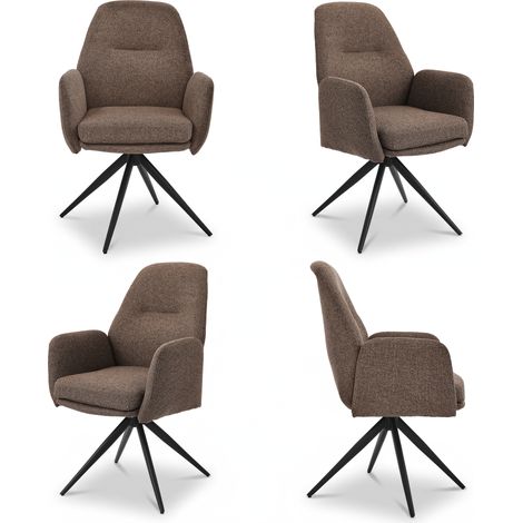 Bon Furni Chaises 360° Pivotantes Tissu Effet Lin , Lot de 4 (1/5)