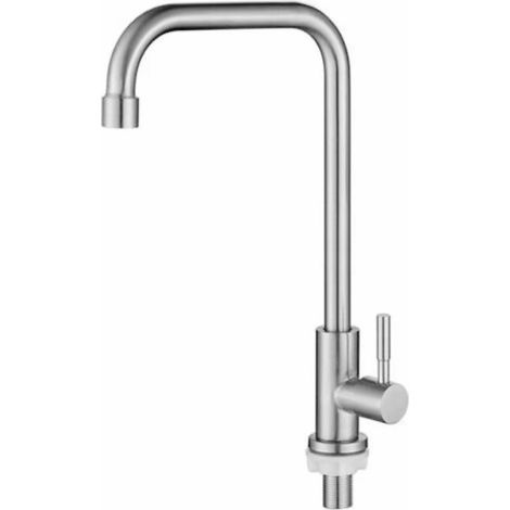 Robinet d'eau froide monotrou pour évier de cuisine, acier inoxydable SUS304, finition nickel brossé