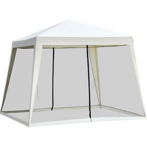 Tonnelle imperméable avec moustiquaires, tente de jardin extérieure en polyester, 3 x 3 x 2,45 m, beige