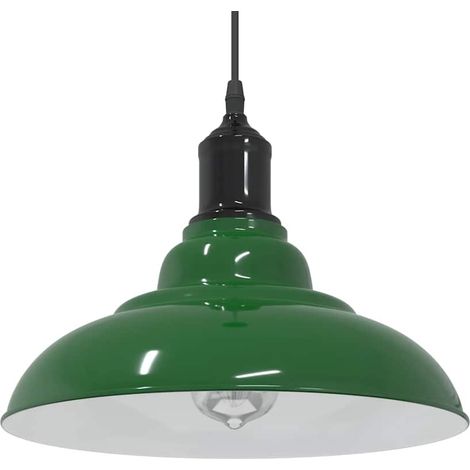 Lampada a Sospensione Regolabile E27 Verde Lucido Ø31cm Metallo vidaXL