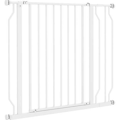 Hundesicherheitsgitter, ausziehbar, beidseitig zu öffnen, Wandmontage mit Druckknöpfen, verstellbar von 75 cm bis 95 cm, weiß