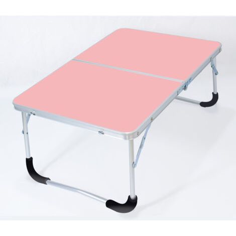 Table de camping pliante avec structure en métal, plateau en bois et serrure de sécurité, rose, 62 x 42 x 28 cm (1/5)