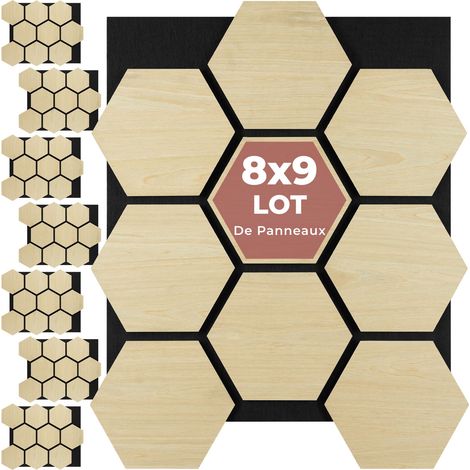 8 Panneaux acoustiques mdf, placage bois, chêne clair 76x62x1,8cm (1/5)