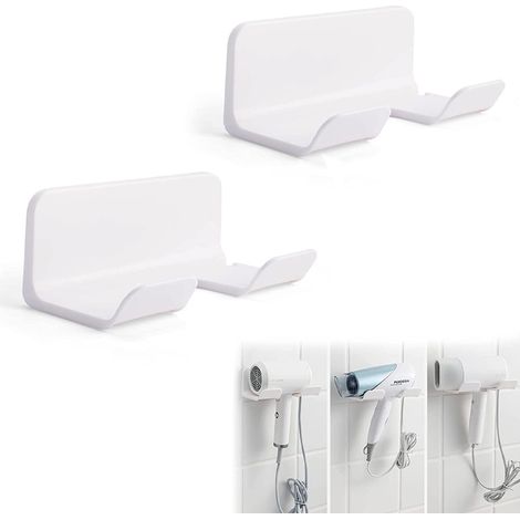 2 Porte Seche Cheveux Blancs sans Percage (1/4)