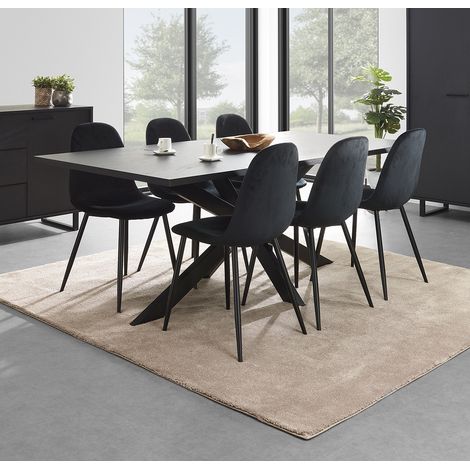 Table de salle à manger moderne noir/chêne Madera (1/4)