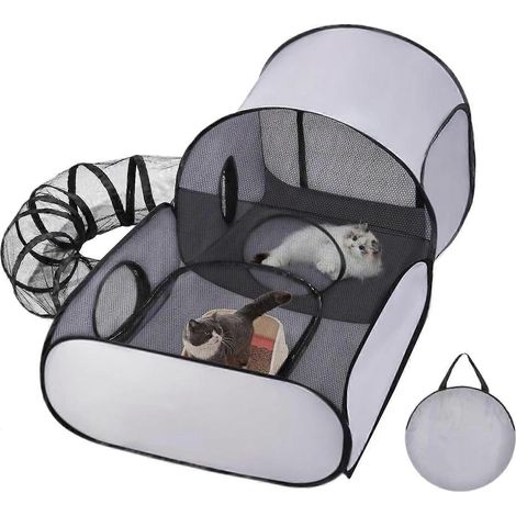 MTente d'extérieur pour chat avec tunnel - Enclos pliable pour chien et chat - Modèle portable - Maison de jeu interactive avec tunnel - Accessoire portable pour animaux de compagnie (1/5)