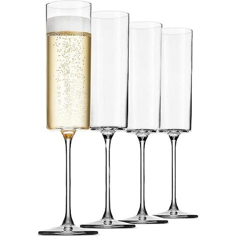 Coffret de 4 verres à champagne de 17 cl, verres à vin soufflés de qualité supérieure à bord carré.