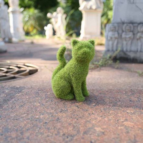 Statue d'animal floqué, style européen, fabriquée à la main en résine imitation mousse, figurine floquée pour jardin, type B (1/5)
