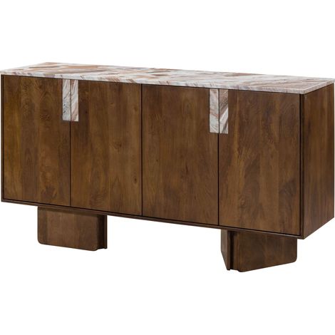 Credenza Mango marrone Laccato 160x45x85 cm montato parzialmente LUGANO 201 (1/3)