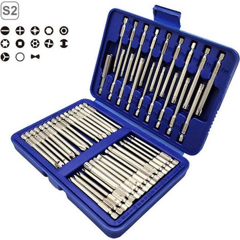 Coffret de 50 tournevis longs, 49 embouts CR-V de 75 mm, 1 porte-embouts magnétique et boîte de rangement (1/5)
