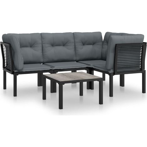 Maison Exclusive - 5-tlg. Garten-Lounge-Set Schwarz und Grau Poly