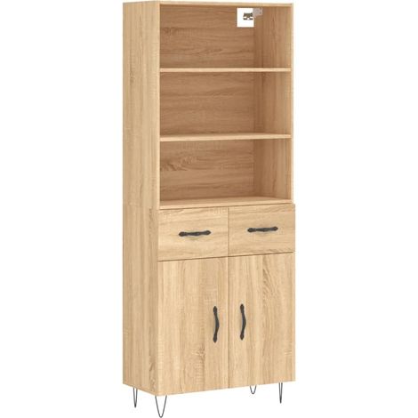 Buffet credenza cassettiera armadio mobile contenitore organizer cucina soggiorno salotto rovere Sonoma alto 69,5 x 34 x 180 cm legno ingegnerizzato marrone 020034176