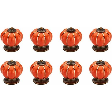 outons de tiroirs de portes forme de citrouille, lot de 8, orange (1/5)