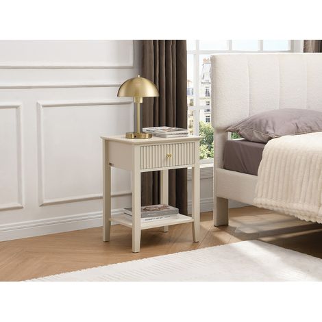 Comodino con 1 cassetto e 1 ripiano - MDF - Beige - Lotto di 2 - NIRIVA