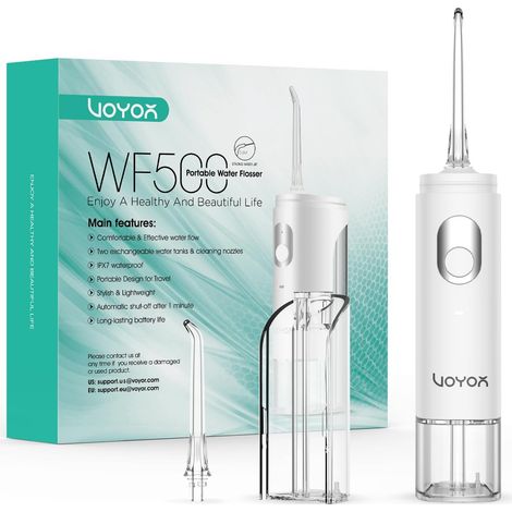Mini Hydropulseur Dentaire, à eau Sans fil Portable Irrigateur oral Rechargeable et étanche IPX7 Nettoyeur de plaque dentaire avec 2 réservoirs détachables pour la maison et le voyage WF500 (1/5)