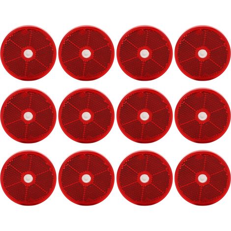 Lot de 12 autocollants ronds réfléchissants rouges, autocollants de signalisation étanches, adaptés aux voitures, camions, remorques, camping-cars, fourgons aménagés et yachts. (1/5)