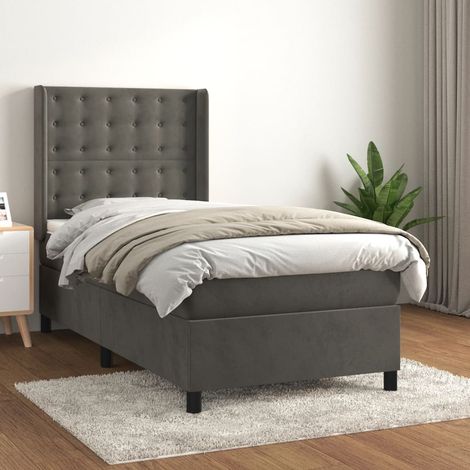 Boxspringbett mit Matratze Dunkelgrau 80x200 cm Samt (1/5)