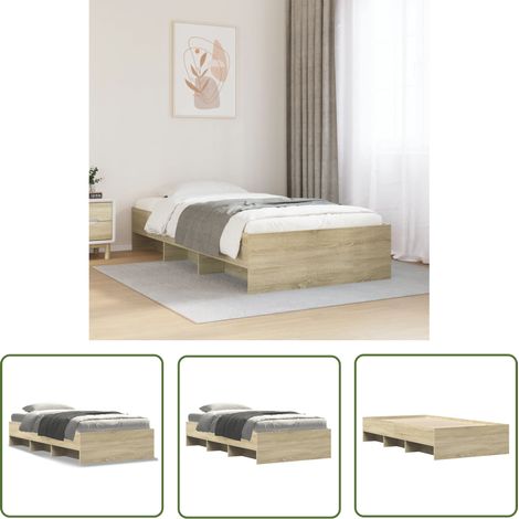 vidaXL Bettgestell ohne Matratze Sonoma-Eiche 75x190 cm Holzwerkstoff (1/5)